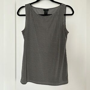 Ann Taylor Black and White Geometric Tank Top